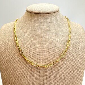 Oval Link Chain Necklace Lobster Claw Clasp Gold Tone Size 20" Length